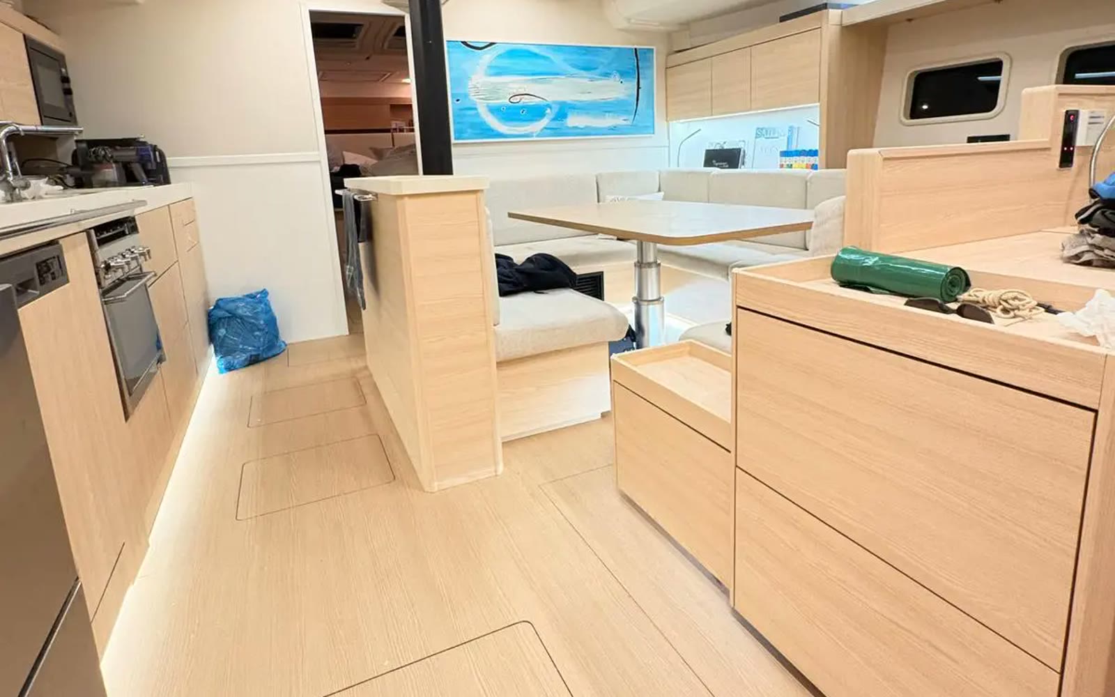 Sailing yacht saloon, Lake Garda